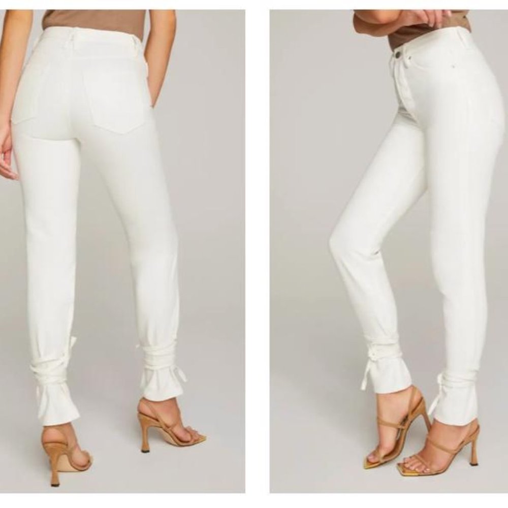 NWT Good American Good Boy Ankle Wrap Pants in White Size US 4 (27)